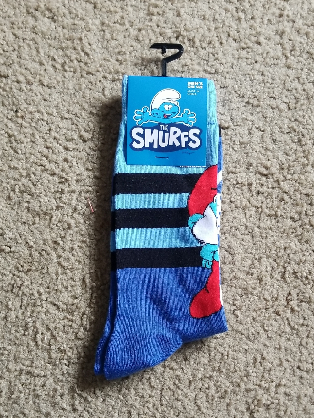 The Smurfs Men's Blue Striped Casual Socks